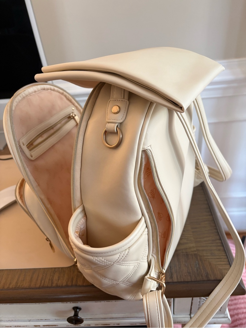 Itzy Ritzy Cream Quilted Backpack - Picture 5 of 5
